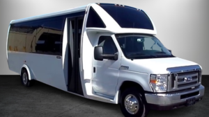 Luxury black and white party bus rental in chicago