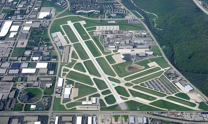 aerial view of the Chicago Executive Airport (PWK), formerly Palwaukee Municipal Airport