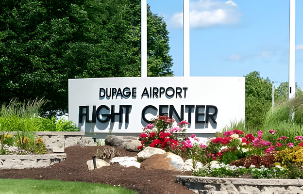 DuPage Airport main entrance signage.