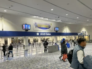 Internal View of Airport with Passengers