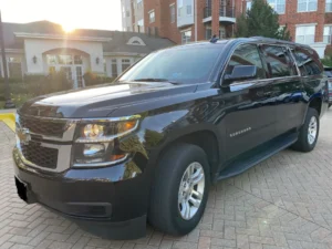 Our Luxury Chevy Suburban in a town